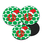 Monogrammed Dot Santa Hat Coasters