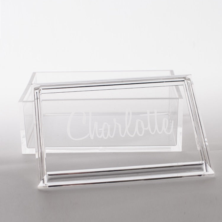 Monogrammed Acrylic Jewelry Box With Removable Lid 