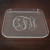 Acrylic Square Tray with 3 letters engraved