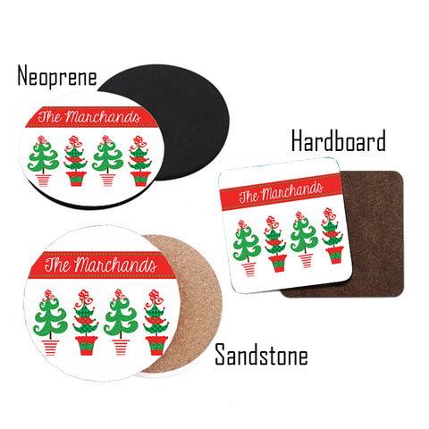 Personalized Christmas  Tree Coasters