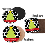 Personalized Polka Dot Christmas Coasters