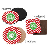 Red & White Monogram Christmas Coasters