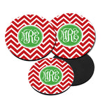 Red & White Monogram Christmas Coasters 