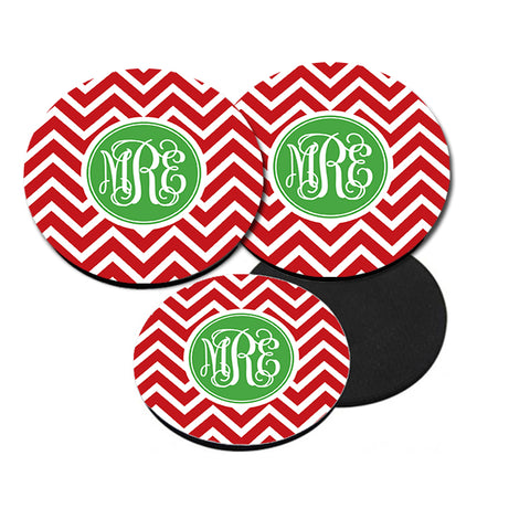Red & White Monogram Christmas Coasters