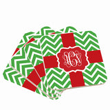 Red & Green Monogram Christmas Coasters