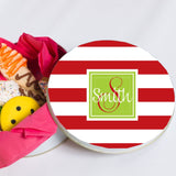 Personalized Striped Christmas Cookie Tin  