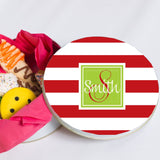 Personalized Striped Christmas Cookie Tin