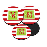 Personalized Red Stripe Christmas Coaster Set