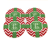 Monogram Christmas Coaster Round