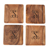 Monogrammed Acacia Wood Plates