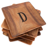 Monogrammed Acacia Wood Plates