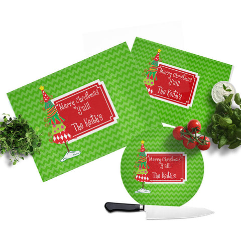 Personalized Christmas Glass Cutting Board
