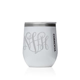 engraved monogram white wine corkcicle stemless