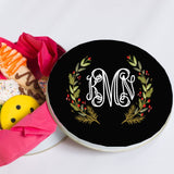 Monogrammed Christmas Wreath Treat Tin