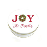 Personalized Joy Christmas Cookie Tin