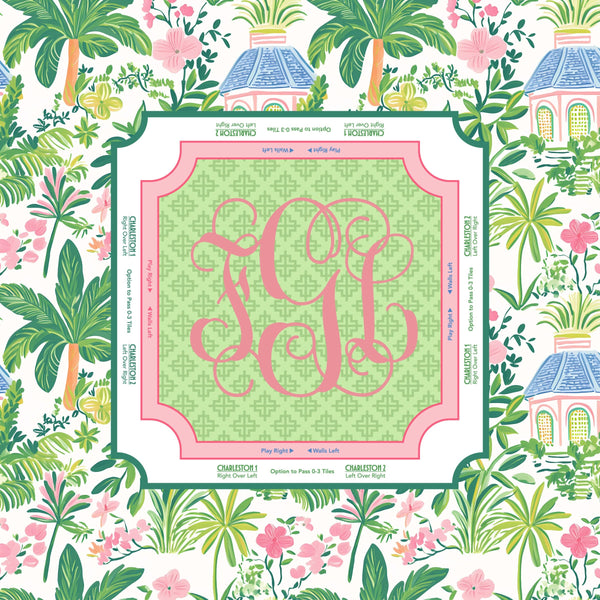 pink monogram mahjong mat