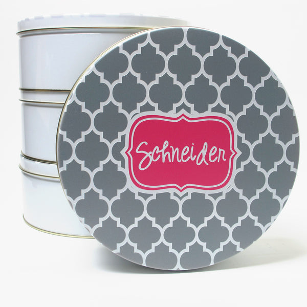 Monogram Kitchen Gifts Gray Cookie Tin with Name