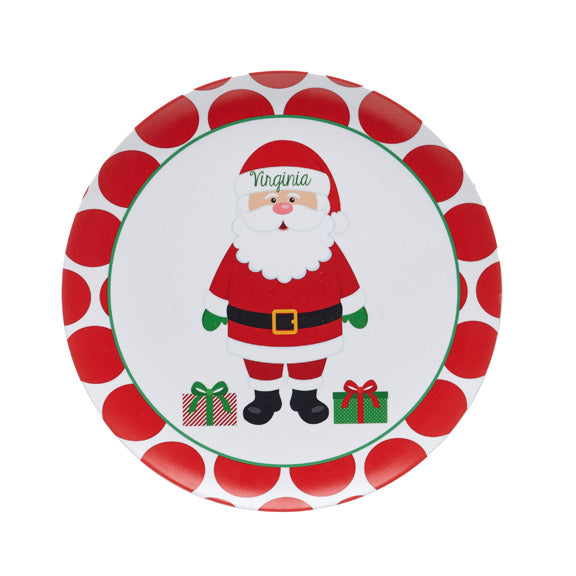 Santa Claus Melamine Plate Personalized with Name
