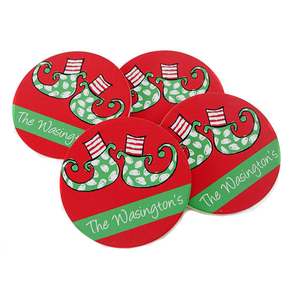 Christmas Coaster Red and Green with Name