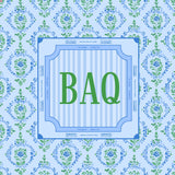 Blue Floral Block Custom Monogram Mahjong Mat