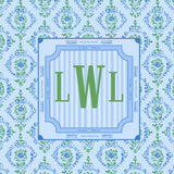 Blue Floral Block Custom Monogram Mahjong Mat