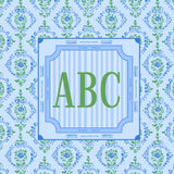 Blue Floral Block Custom Monogram Mahjong Mat