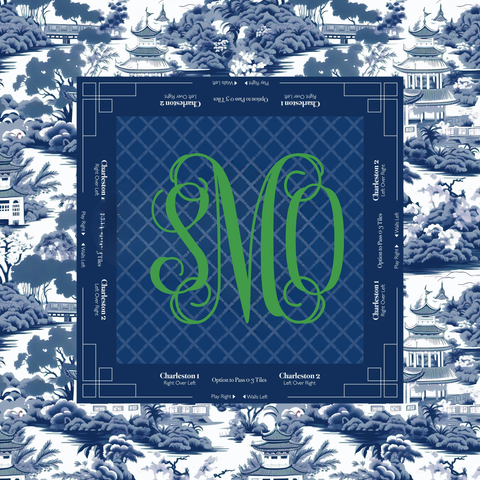 Mahjong Mat Blue Toile