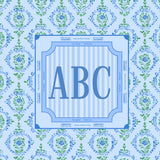 Blue Floral Block Custom Monogram Mahjong Mat