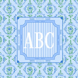 Blue Floral Block Custom Monogram Mahjong Mat