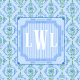 Blue Floral Block Custom Monogram Mahjong Mat