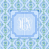 Blue Floral Block Custom Monogram Mahjong Mat