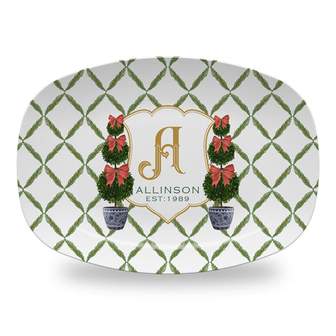 Christmas Topiary Personalized Platter