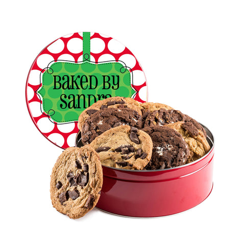 Personalized Dotty Christmas Cookie Tin