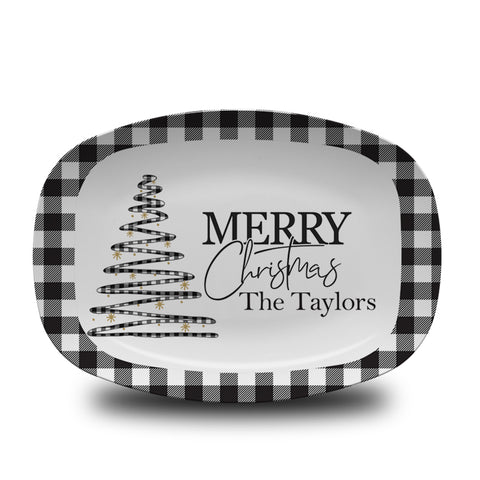 Plaid Christmas Tree Platter