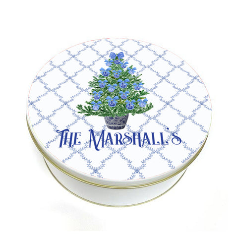 Blue Tree Christmas Cookie Container