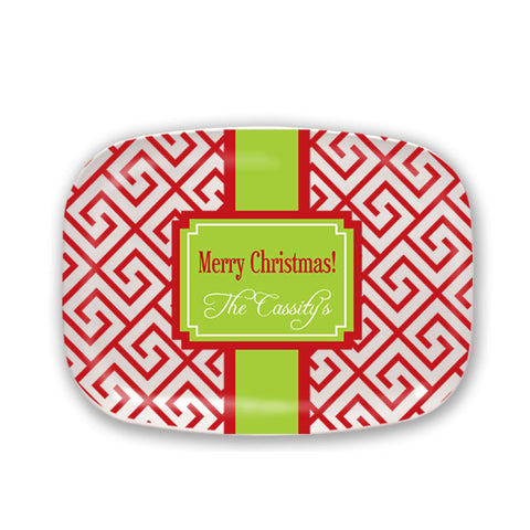 Red & Green Personalized Christmas Platter  