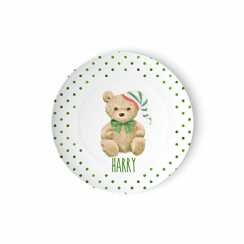 Personalized Christmas Bear Plate