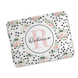 Personalized Floral Dots Baby Blanket