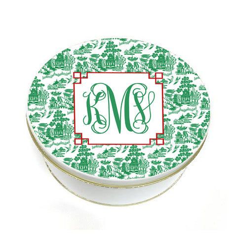 Christmas Chionoiserie Personalized Cookie Tin