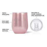 Monogrammed Metallic Rose 12oz Stemless with Lid by Corkcicle