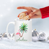 Christmas Flamingo Palm Mug