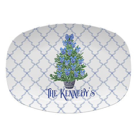 Blue Tree Christmas Platter