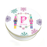 Bright Nutcrackers Personalized Christmas Cookie Tin