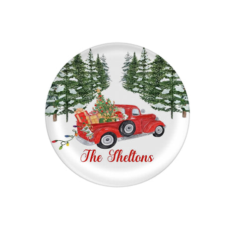 Christmas Red Truck Plate