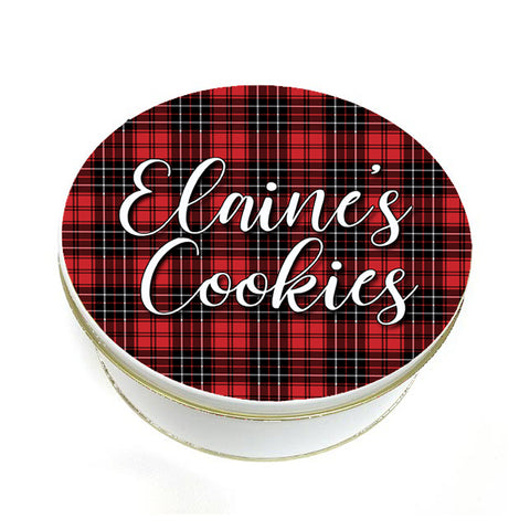 Red Plaid Personalized Cookie Tin