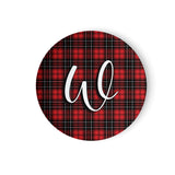 Red Plaid Initial Christmas Plate