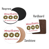 Personalized Wreath Name Christmas Coasters  