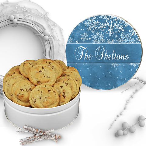 Christmas Blue Snow Cookie Tin
