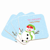Personalized Blue Snowman Beverage Coasters