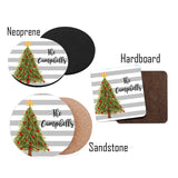 Personalized Christmas Tree Coaster Set 